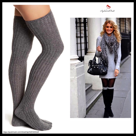 FREE PRESS TALL METALLIC OVER THE KNEE BOOT SOCKS - Picture 2 of 5
